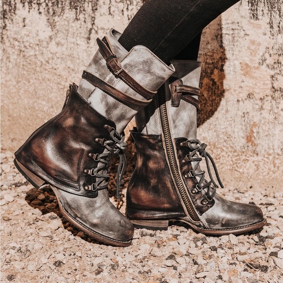 Freebird by Steven Shoes - Freebird by Steven Two-Tone Combat Boots Size 9